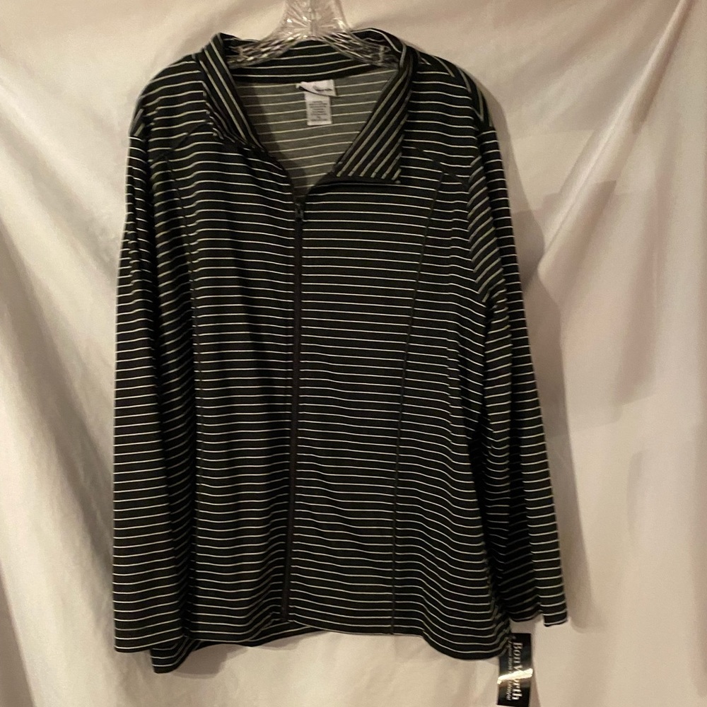 Black and white stripped zip Jacket. XL